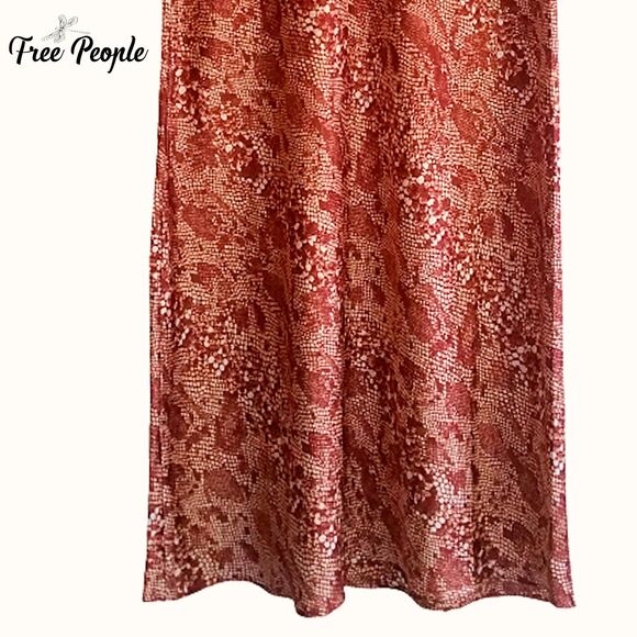 FREE PEOPLE NEW Boho Snake Print Silky A-Line Maxi Skirt 12 - Picture 4 of 11
